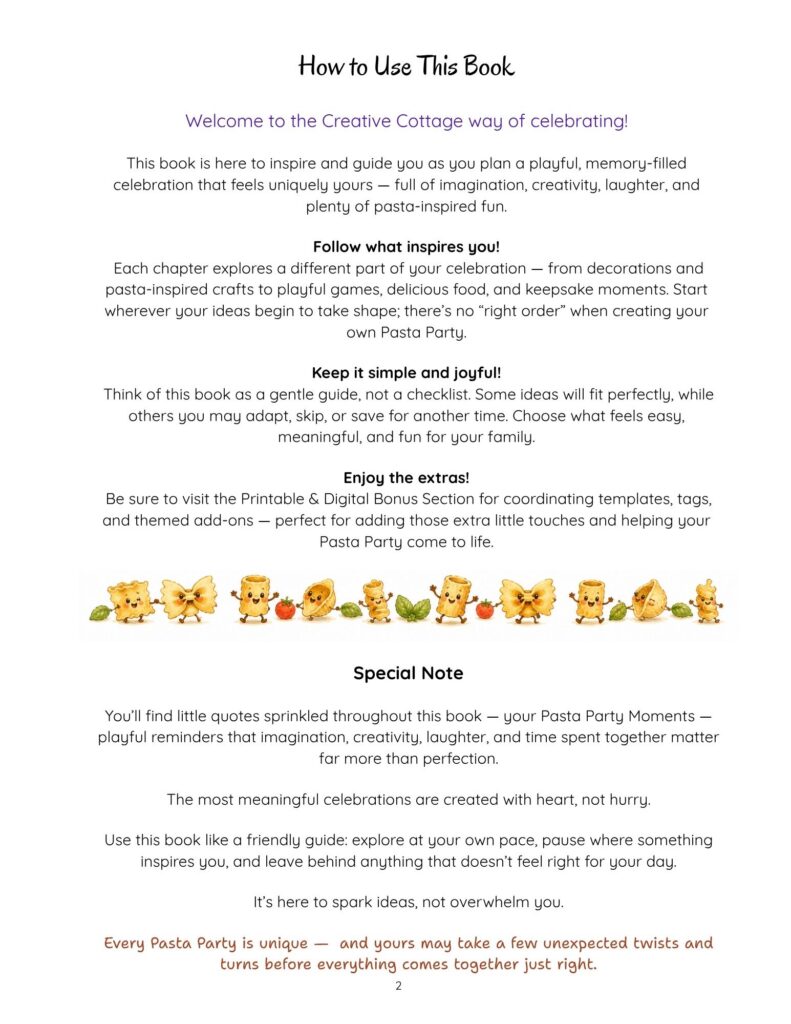 Pasta Party- Standard - Final - 8-18-26 How to use this book